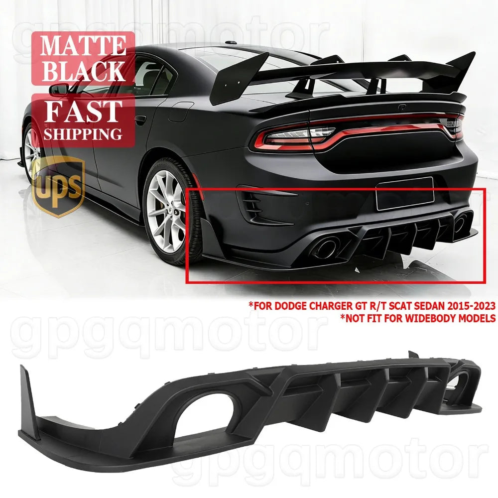 CMST-Style Matte Black Rear Diffuser for 2015–2023 Dodge Charger