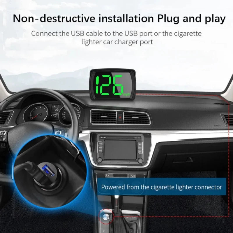 USB GPS Digital Speedometer HUD – Large MPH Display