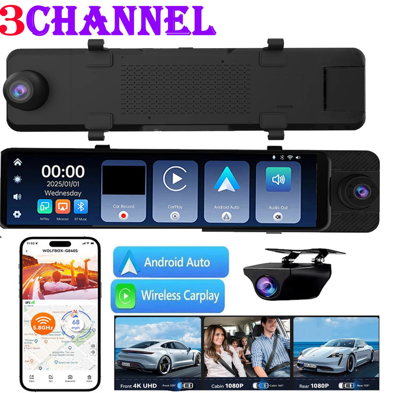 4K 3-Channel Dash Cam with GPS