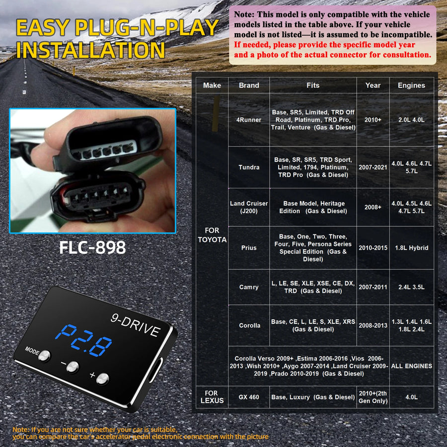 Electronic Throttle Controller with 9 Drive Modes-choose Vehicle Adapter