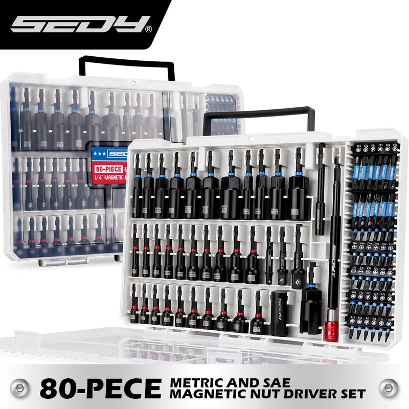 80-Piece Magnetic Nut Driver, Socket Adapter and Bit Set