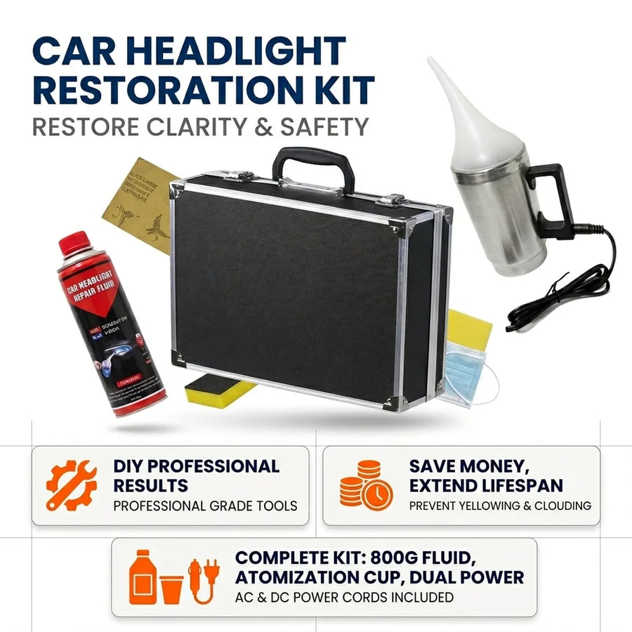 Steam Headlight Restoration Kit with 800 g Repair Fluid