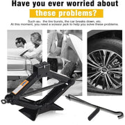 Portable Scissor Jack and Wrench Set, 0.8-2 Ton Options