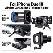 iPhone Duo 18 Auto Rotating Car Holder with 15W Wireless Charger